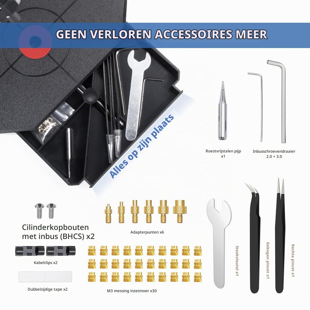 Detalle de Mintion Heat Insert Press Kit: verticale heatsetpers met 90 W soldeerbout