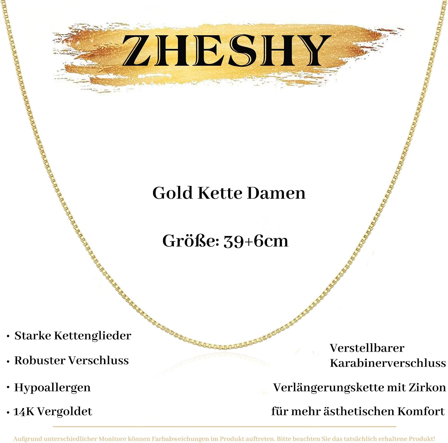 Thumbnail 4 de ZHESHY Kette Damen 39 cm 6 cm Verlängerung Gold Silber 925