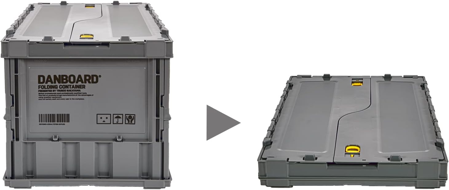 Detalle 2 de トラスコ中山 TRUSCO TR-C50B-A-DNB-GY ダンボー折りたたみコンテナ 50L ロックフタ付き・グレー