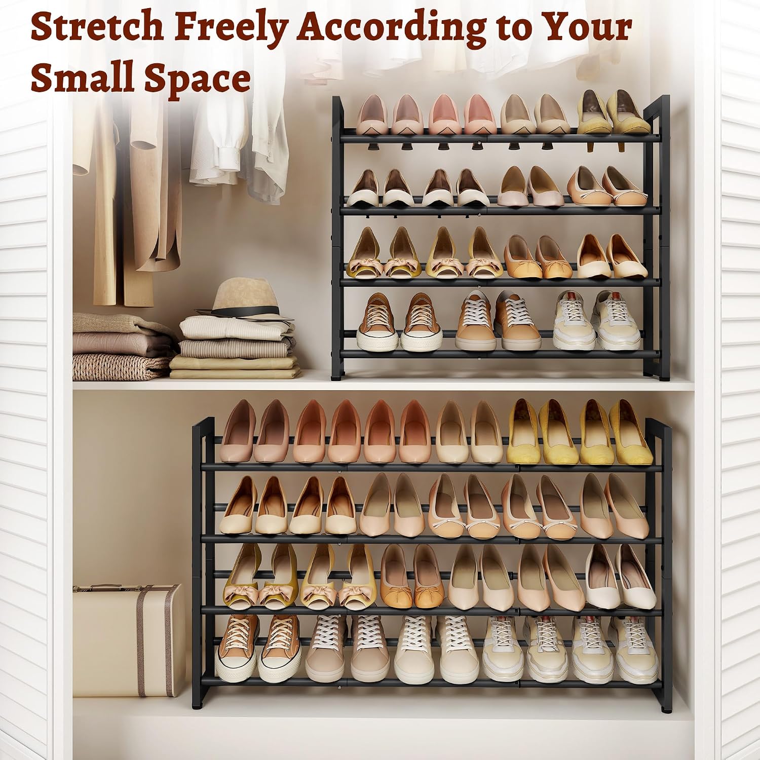 Detalle 1 de FAVOOSTY Expandable Shoe Rack, 4-Tier