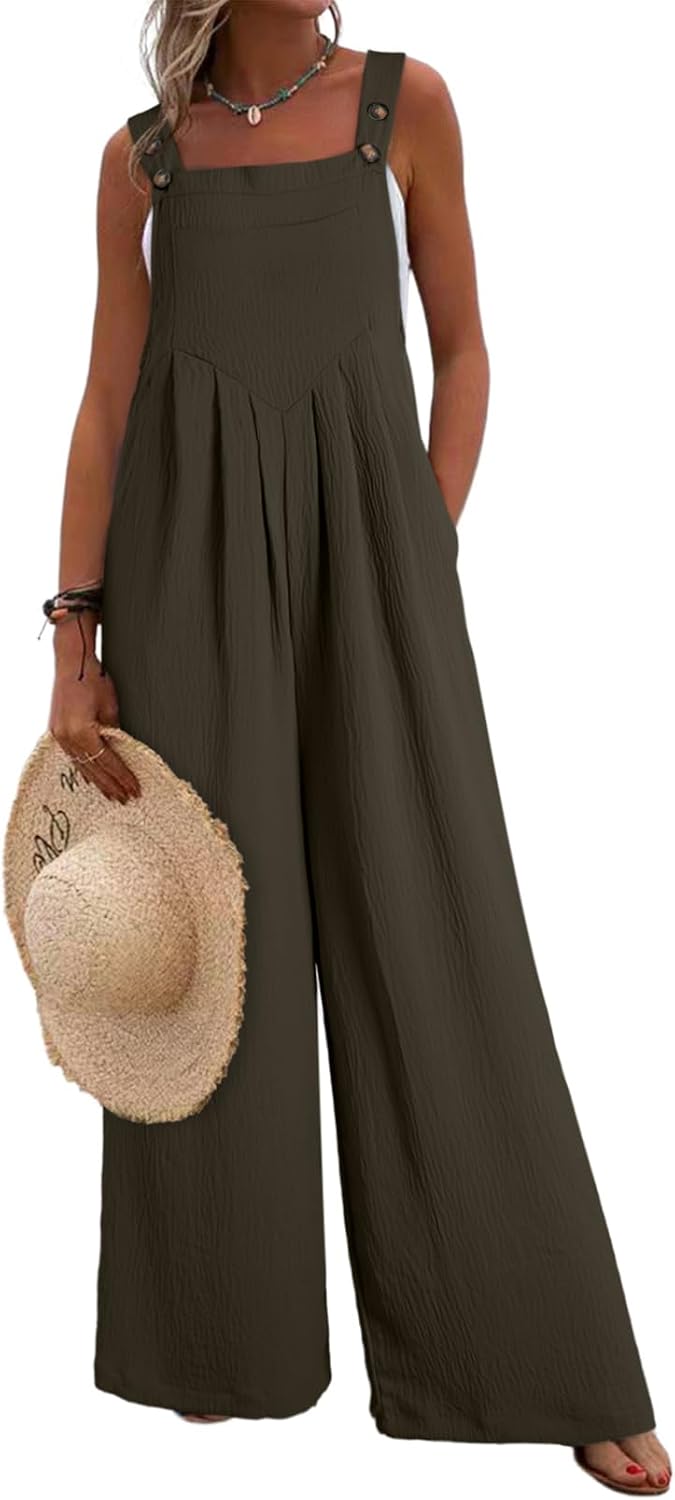 Thumbnail 4 de Dokotoo Women's Casual Loose Overalls Jumpsuits One Piece Sleeveless Wide Leg Long Pant Rompers With Pockets