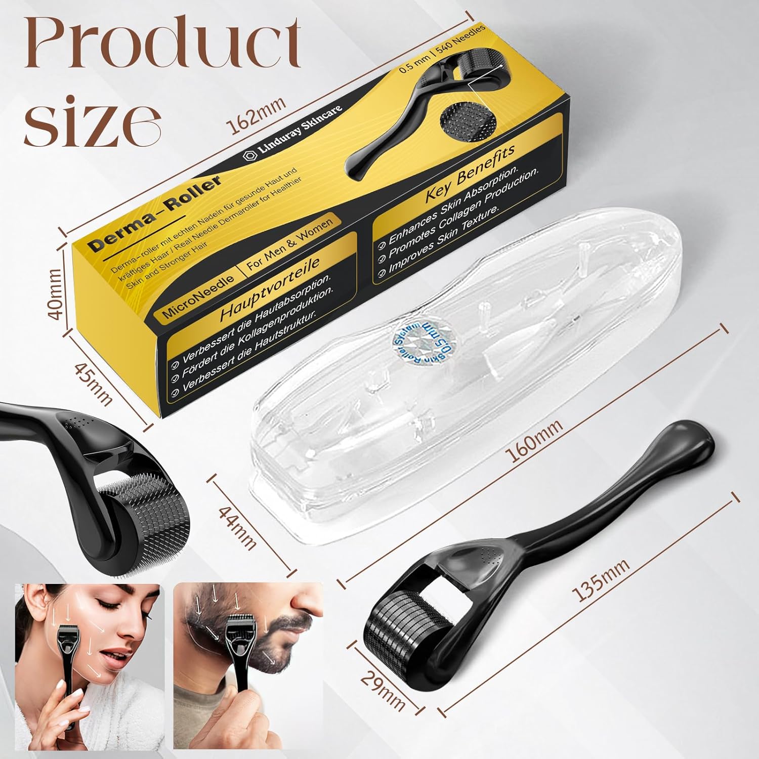Detalle 2 de Linduray Skincare Dermaroller 0,5 mm per barba