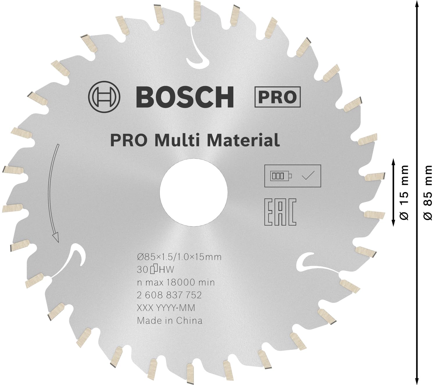 Thumbnail 2 de Lame de scie circulaire Bosch Professional Standard for Multi Material 85 x 15 x 1,5 mm (30 dents)