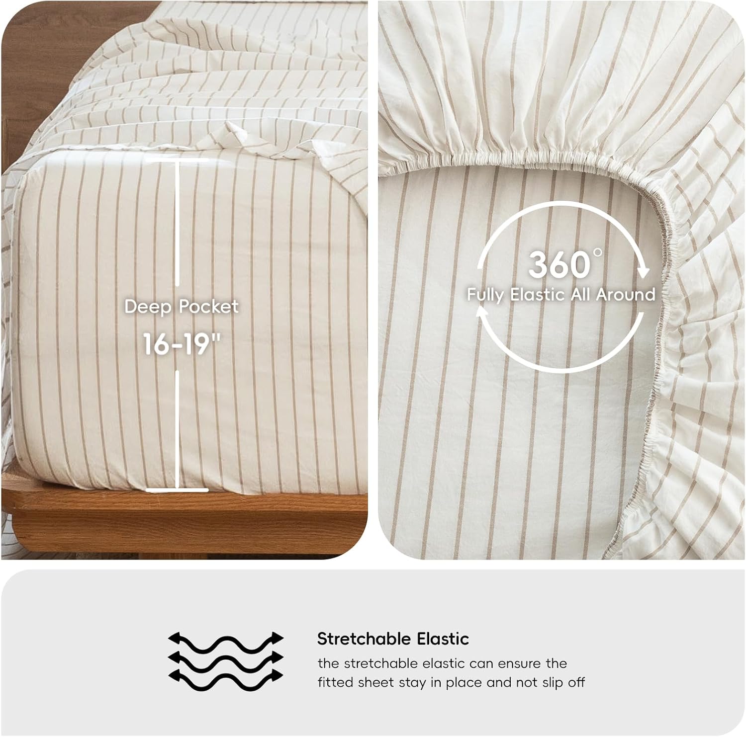 Thumbnail 5 de MooMee Striped Sheet Set King 17"