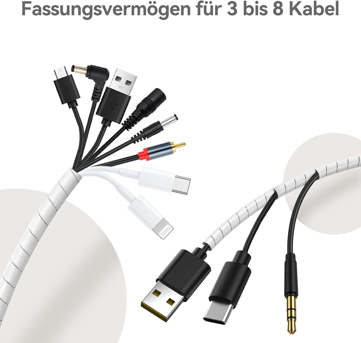 Detalle de AGPTEK Kabelschlauch 12-25mm, 6 m – Weiß