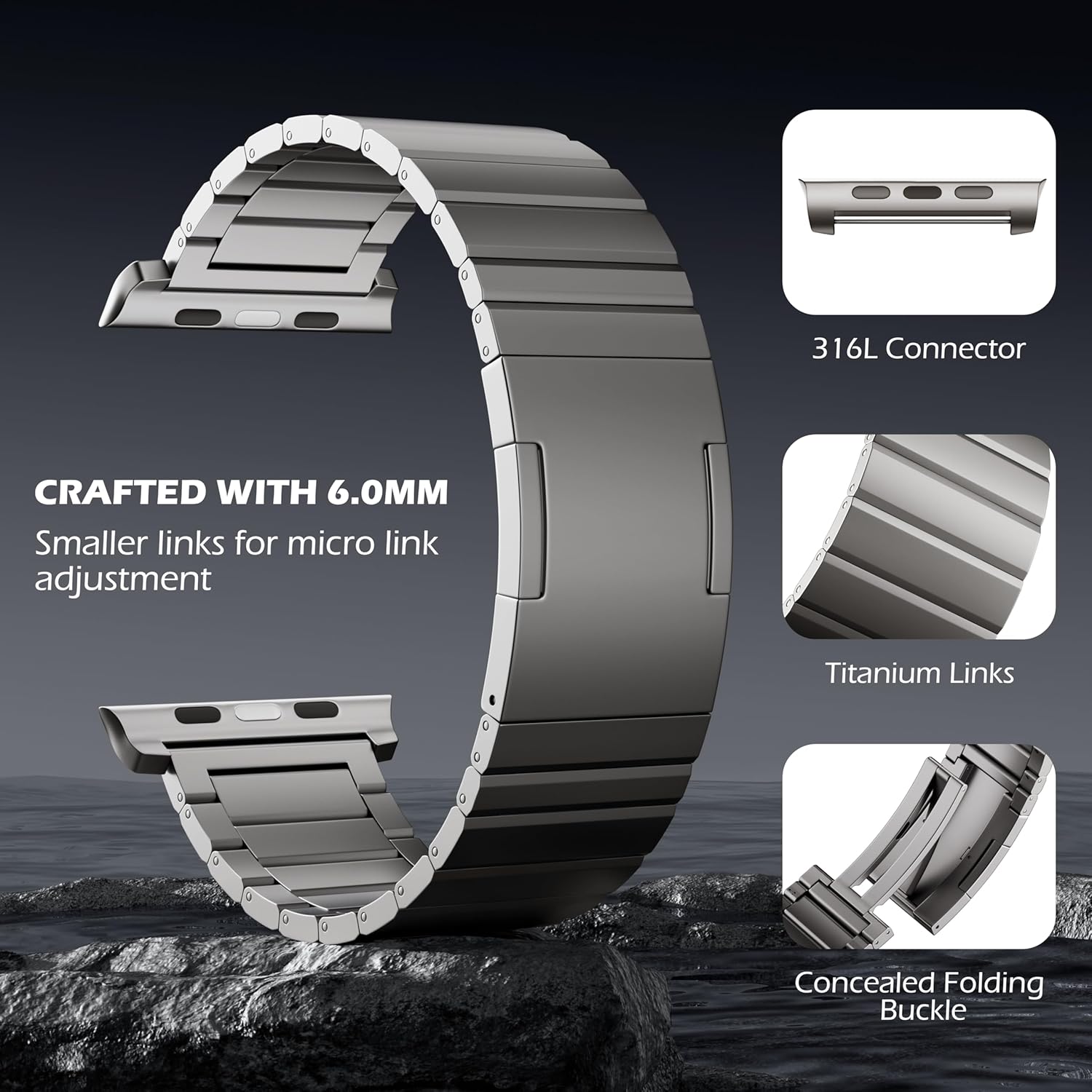 Thumbnail 3 de LULULOOK Titanium Band for Apple Watch Ultra 3/2/Ultra 49mm (DLC coated) – men’s adjustable titanium strap