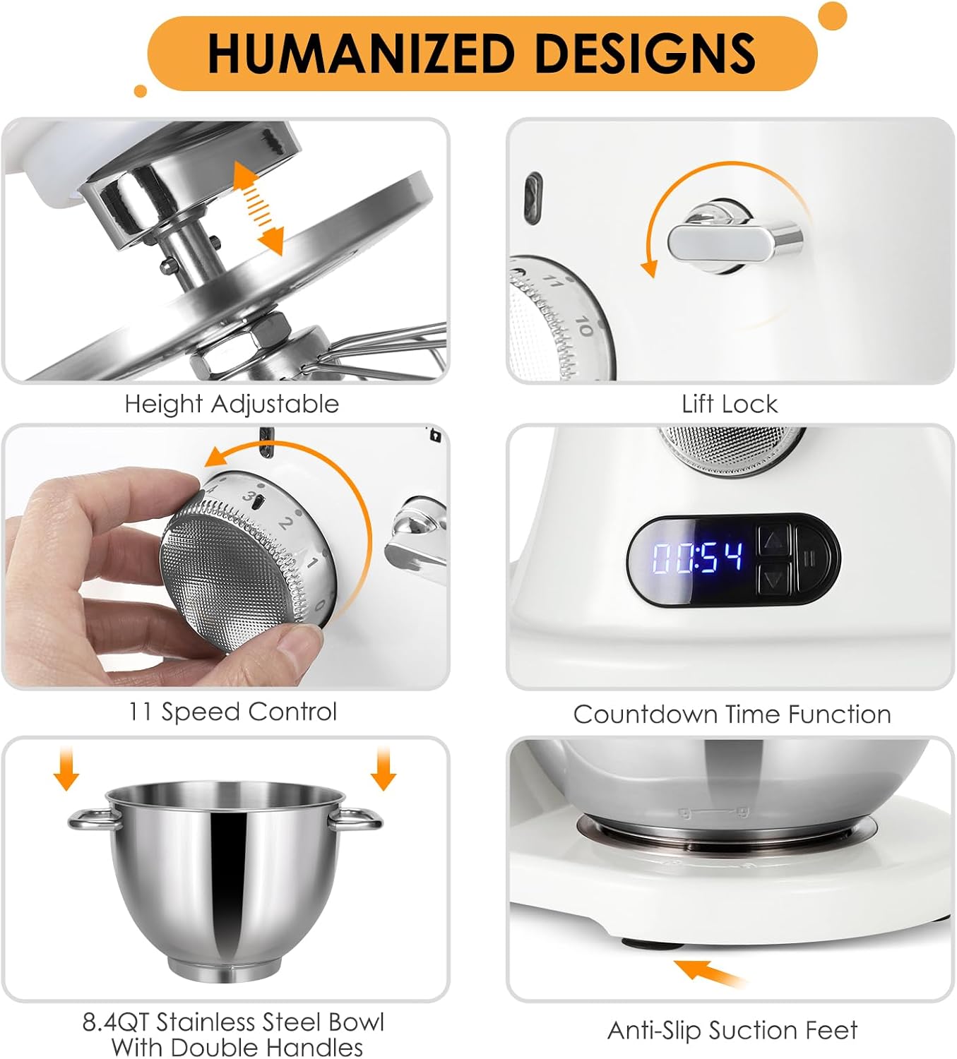 Detalle 2 de ZACME Commercial Stand Mixer 8 L, 800W 🍽