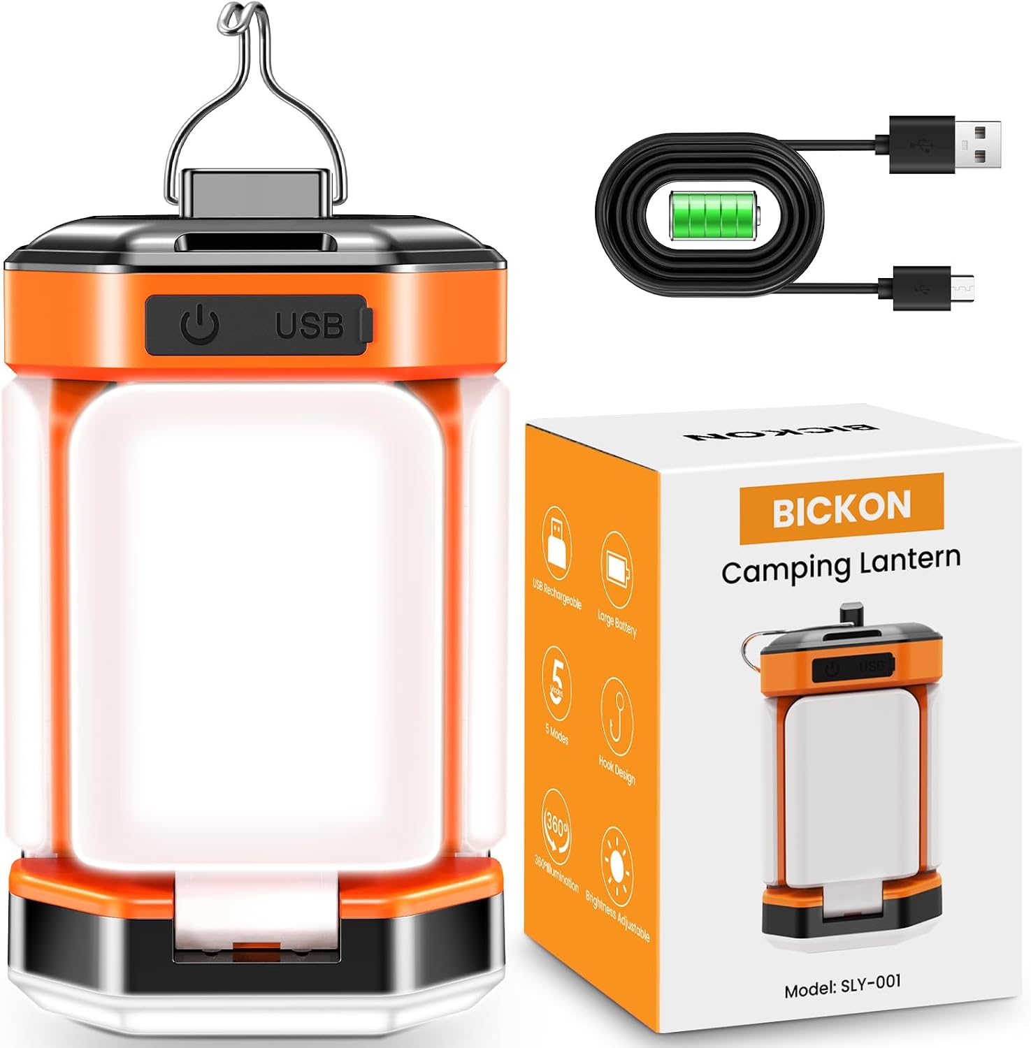 Detalle de Lampada da Campeggio BICKON: 60 LED, ricaricabile USB-C, 5 modalità e 25+ ore di autonomia