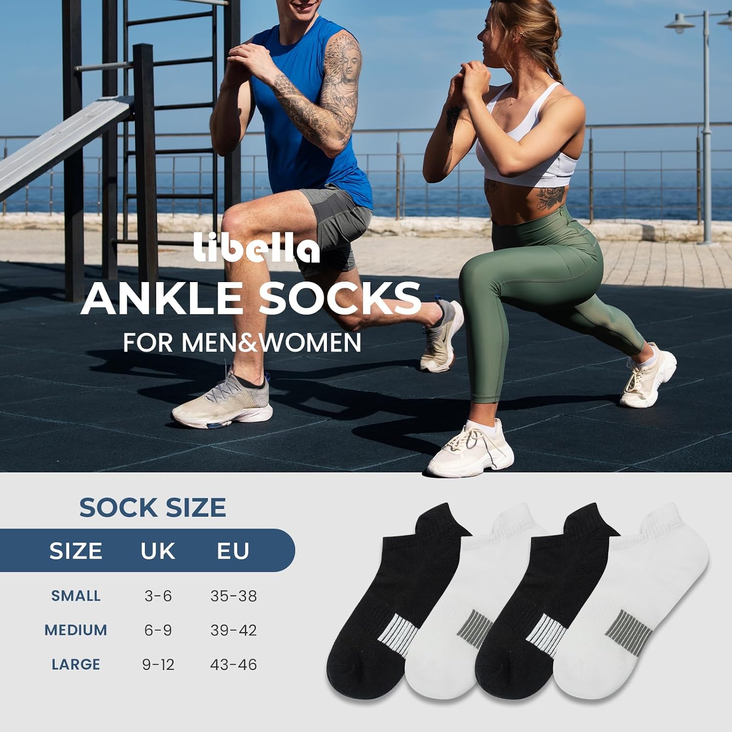 Thumbnail 6 de Libella Calzini Uomo e Donna Corti Sportivi Anti-vesciche, traspiranti in cotone (10 paia) 39-46