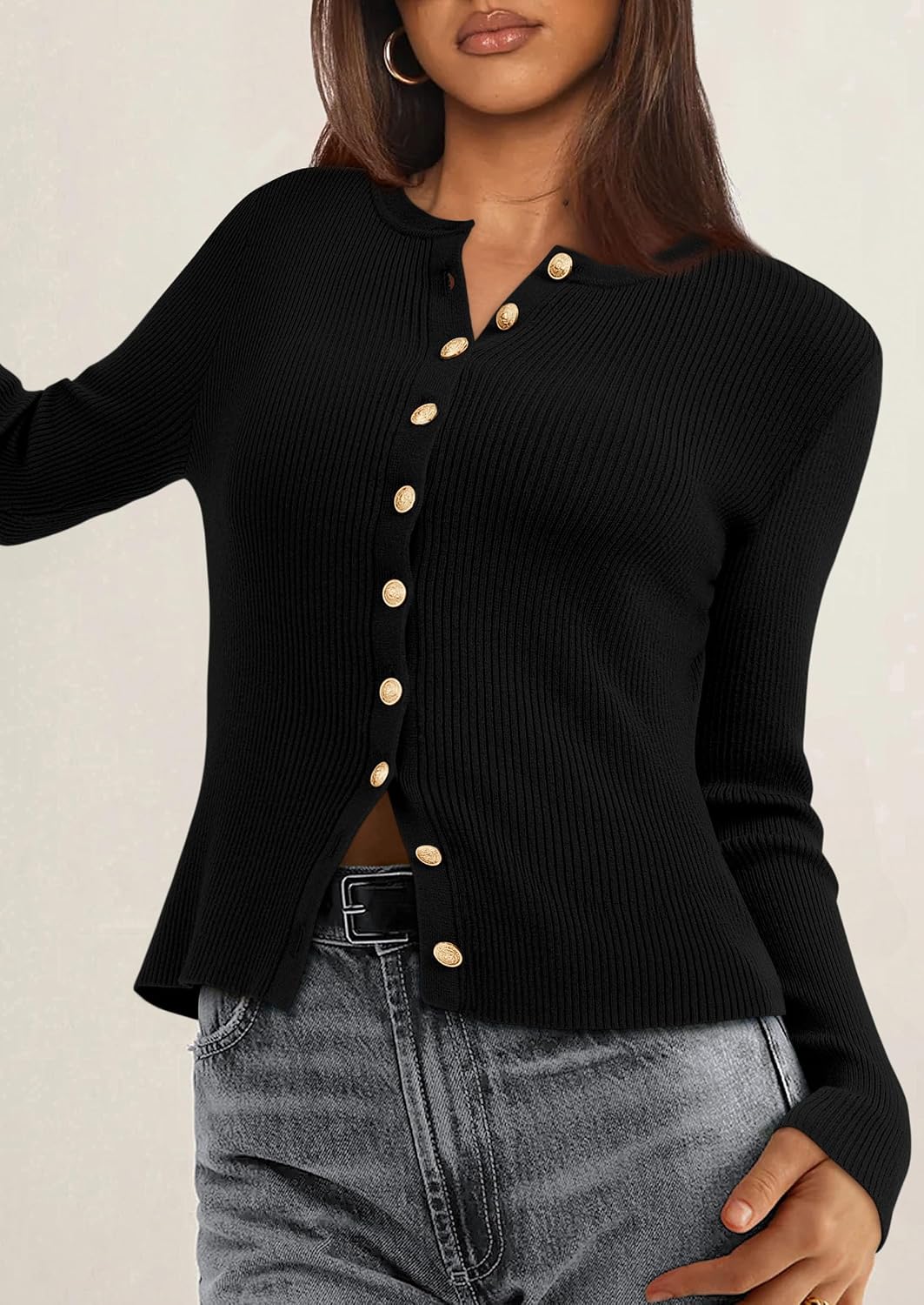 Thumbnail 6 de PRETTYGARDEN 2026 Ribbed Button-Up Cardigan Sweater