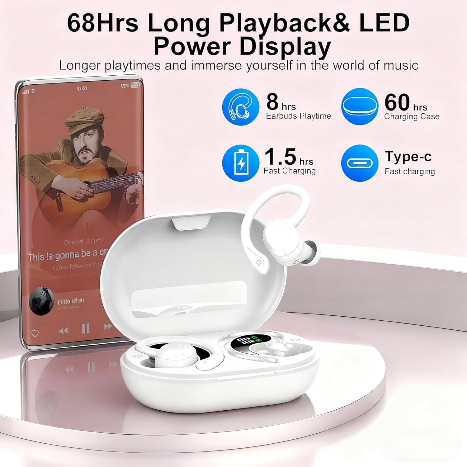 Detalle 2 de Bluetooth Kopfhörer Sport 2026 – In Ear, kabellos, IPX7, 68 Std Gesamtspielzeit
