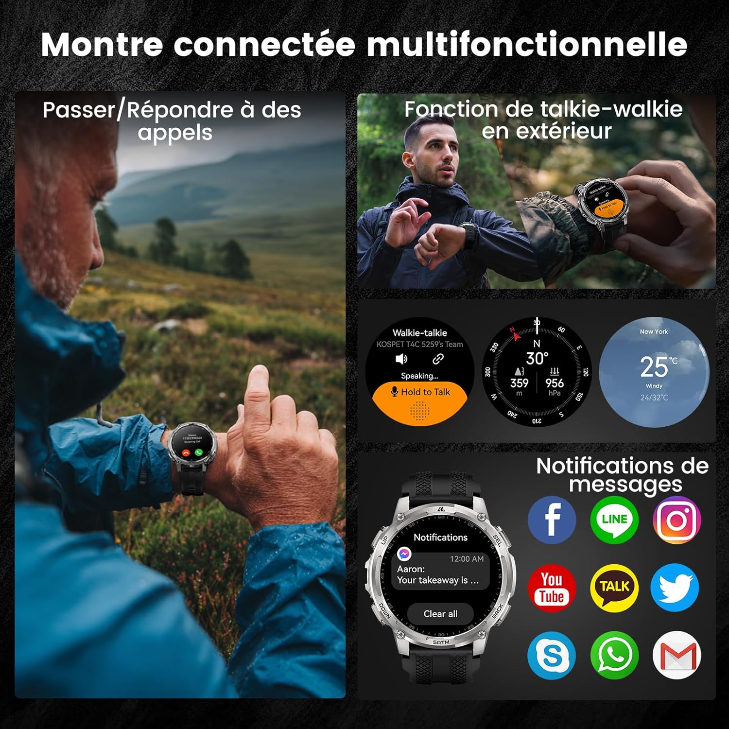 Thumbnail 6 de KOSPET Tank T4C : montre connectée homme GPS, AMOLED 1,5", talkie-walkie et lampe torche LED