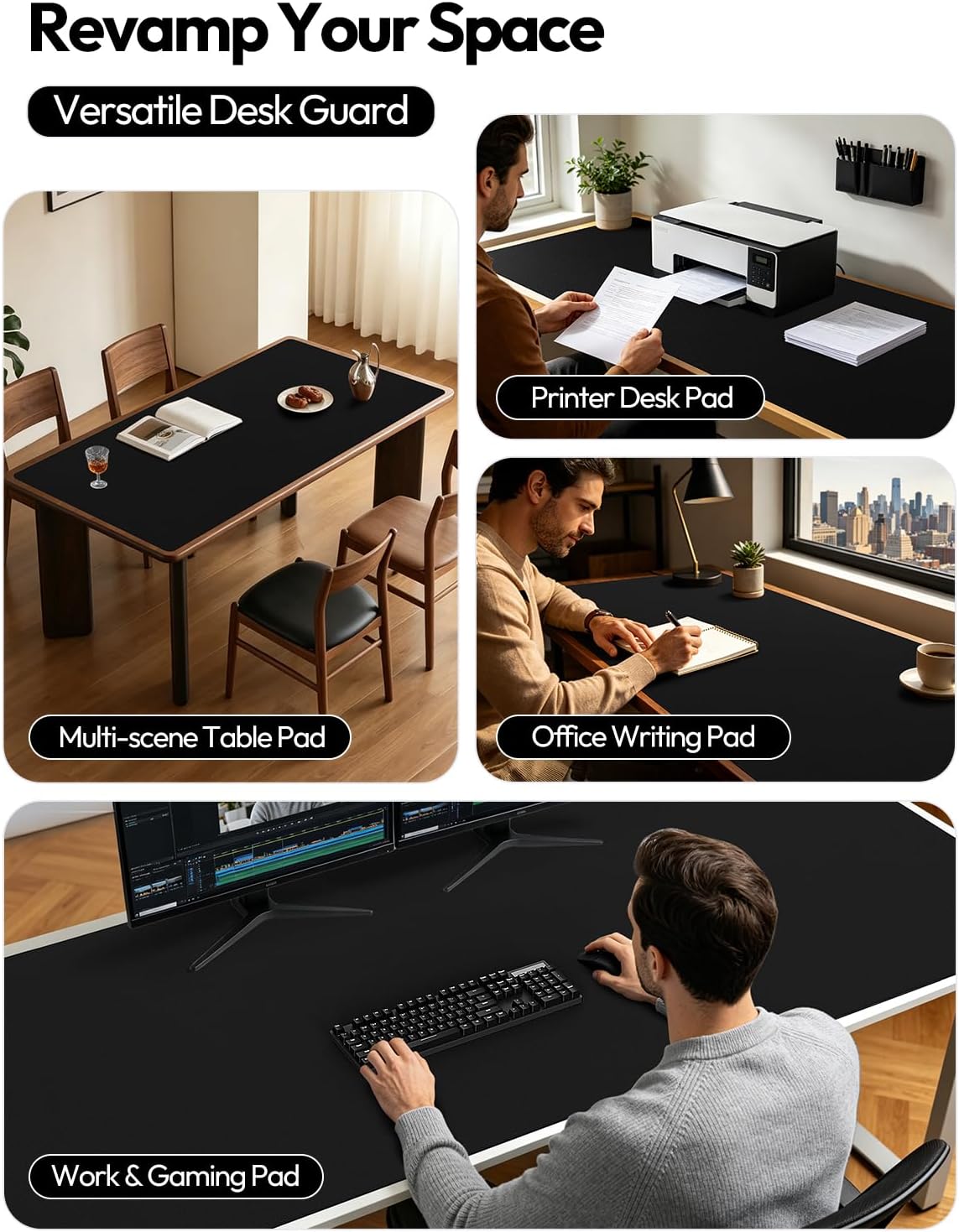 Detalle de YSAGi PU Leather Desk Protector Mat — Large Office Mouse Pad & Waterproof Writing Surface