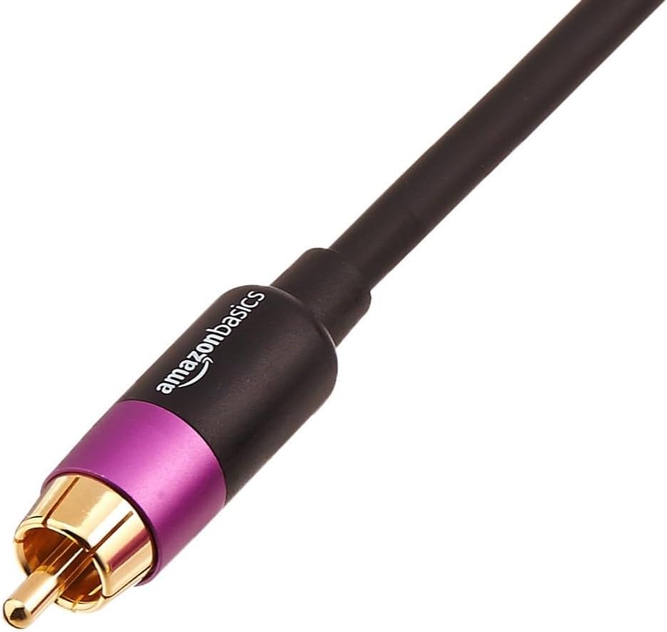 Detalle de Amazonベーシック PBH-19088 RCAサブウーファーケーブル 2.4m・編組シールド・ブラック