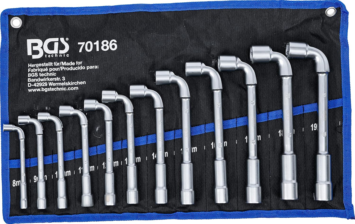 Detalle de BGS 70186 Deep Hole Pipe Spanner Set, 8–19 mm, 12 Pieces