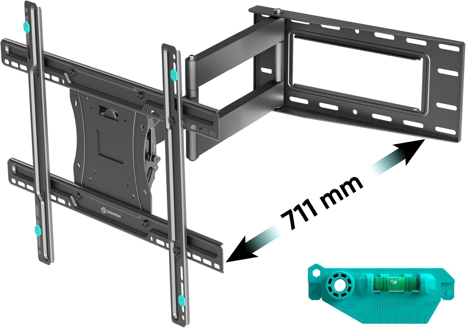 Detalle de ONKRON M7L-B TV-Wandhalterung schwenkbar für 40–75 Zoll – langer Arm, max. 68 kg, VESA 100x100 bis 600x400