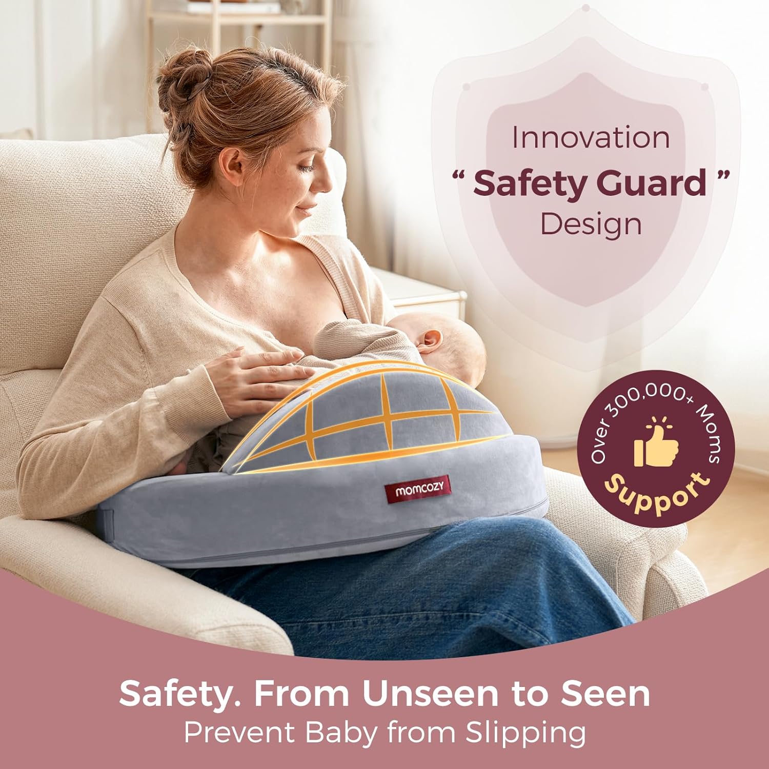 Thumbnail 2 de Momcozy Memory Foam Nursing Pillow: Ergonomic Support with Safety Fence for Confident Feeding