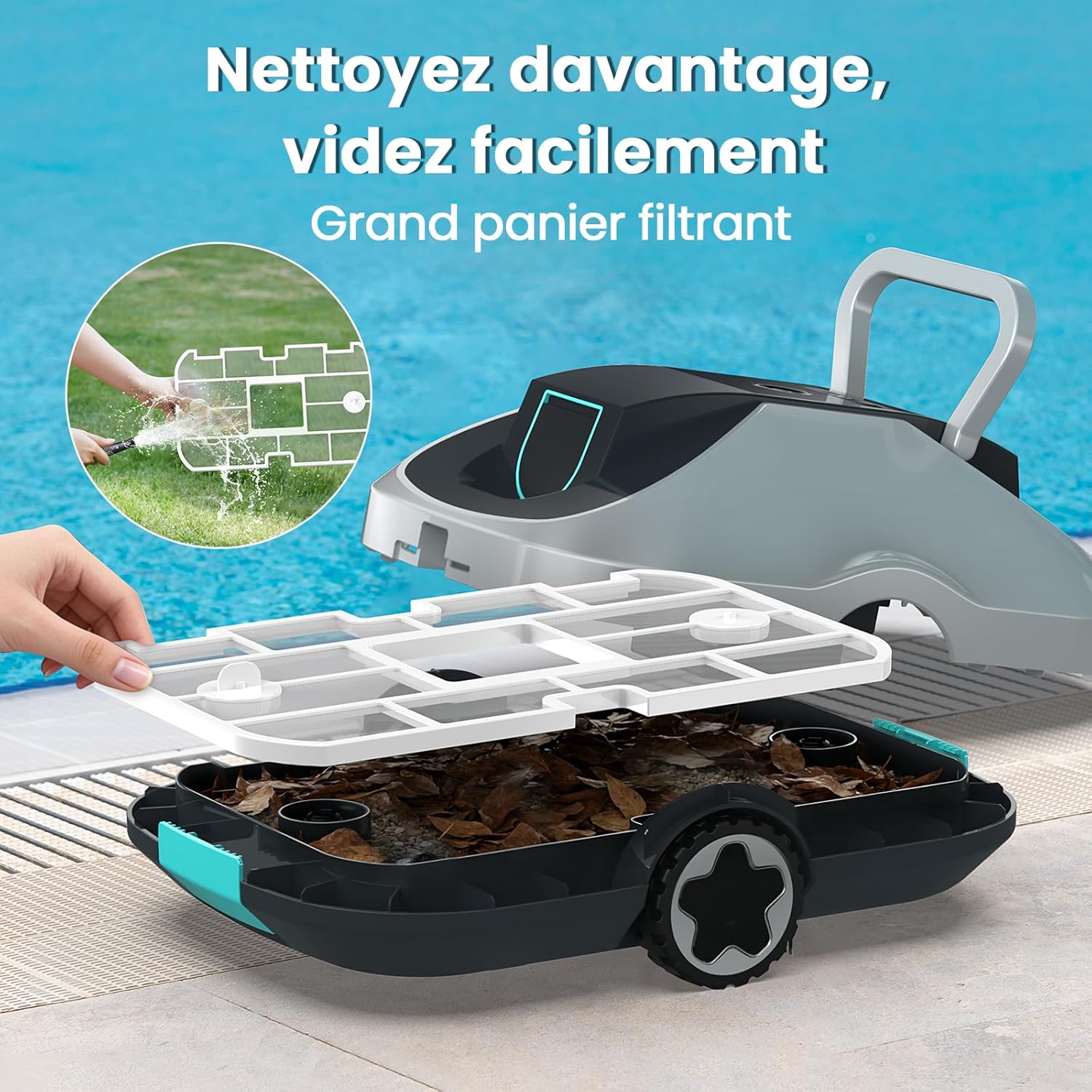 Thumbnail 4 de Robot Piscine sans Fil C1 – aspirateur de piscine sans fil, autonomie 200 min, filtration ultra-fine (jusqu’à 232 m²)