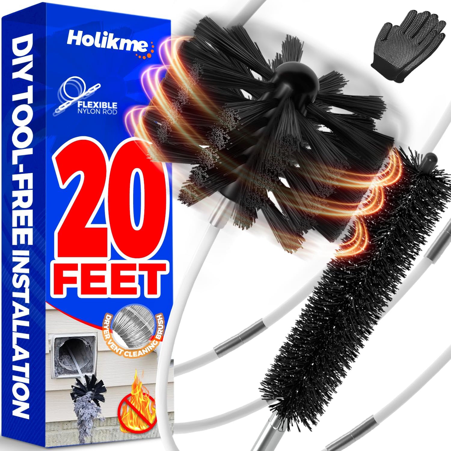 Thumbnail 6 de Holikme 30 Feet Dryer Vent Cleaner Kit