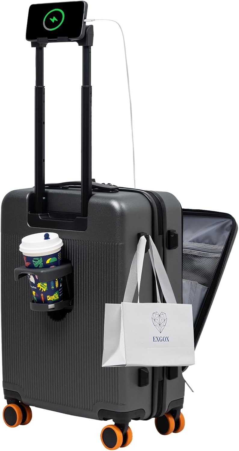 Detalle de HUIDA TECH Valise de cabine légère 20 pouces avec compartiment pour ordinateur, serrure TSA et chargement USB