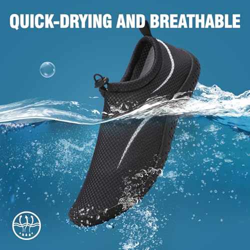 Detalle de Gitzing Water Shoes Beach Shoes Swim Aqua Socks – Barefoot‑style, Quick Dry, Breathable with Adjustable Drawstring (40 EU/6.5 UK, Black)