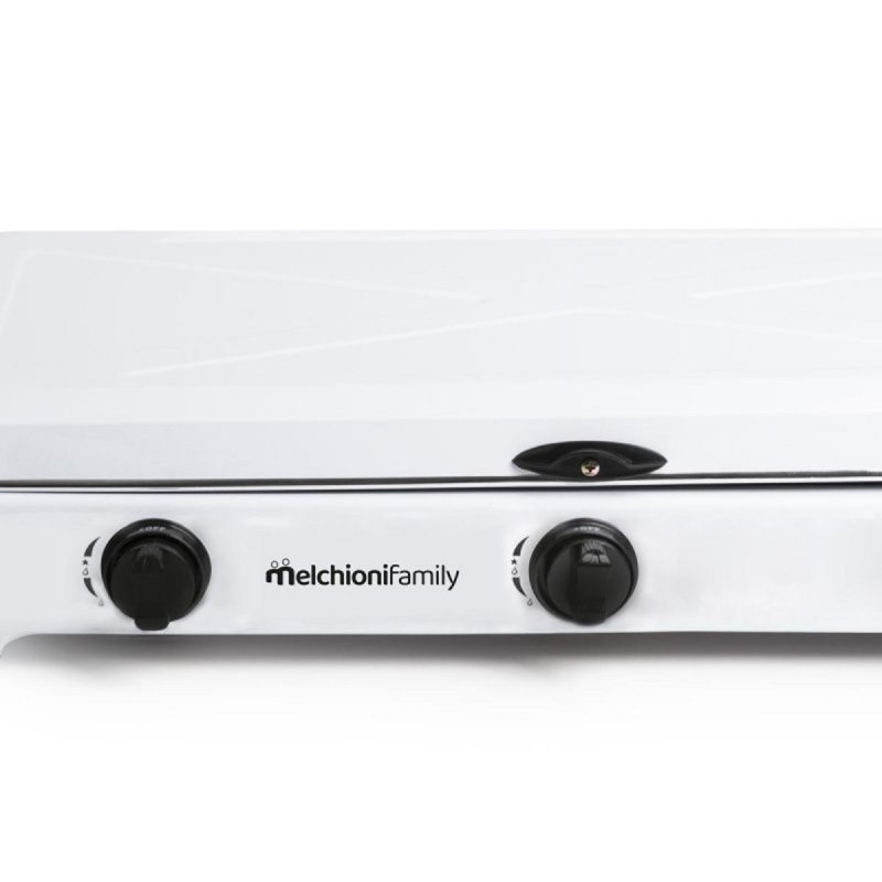 Detalle de Melchioni Family Minerva New 3 — hornillo gas portátil 3 quemadores blanco