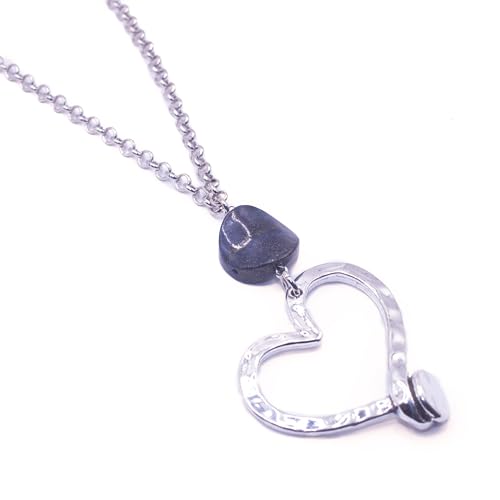 Thumbnail 7 de NILUXE DESIGN Collar corazón de lapislázuli con piedra natural y cadena larga (plata o dorado mate)