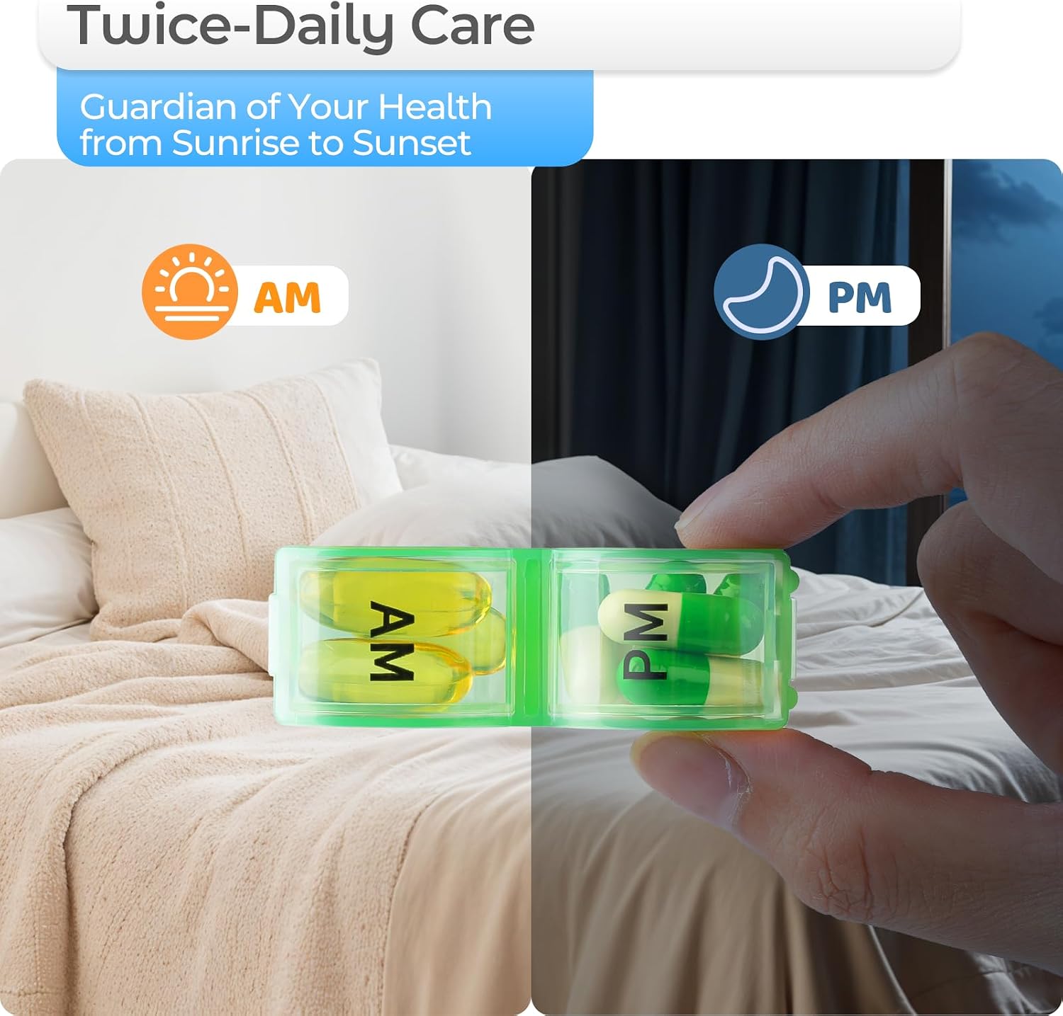 Detalle 1 de COLORWING A-480-COLORWING Monthly Pill Organizer, Compact AM/PM Case