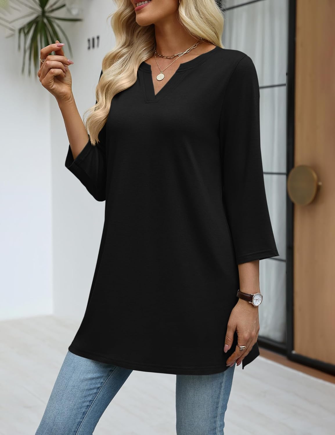 Thumbnail 2 de Ivicoer Women's Tunic Top, 3/4 Sleeves