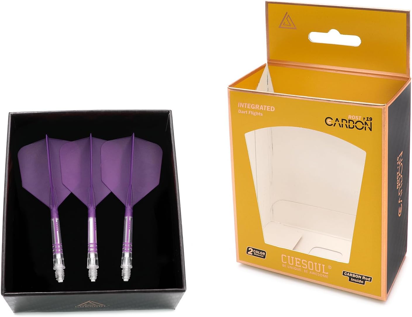 Thumbnail 6 de CUESOUL ROST T19 Carbon Integrated Dart Shaft (Size 3) & Big Wing Flights – Set of 3