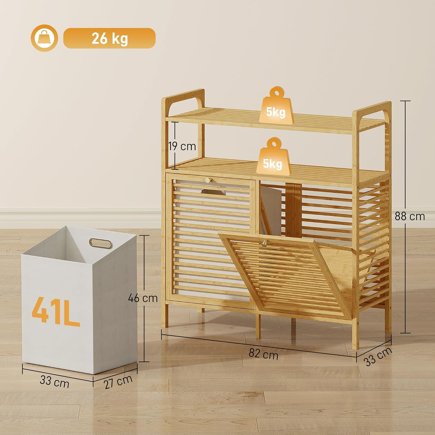 Thumbnail 2 de HOMCOM Meuble Salle de Bain Panier Linge