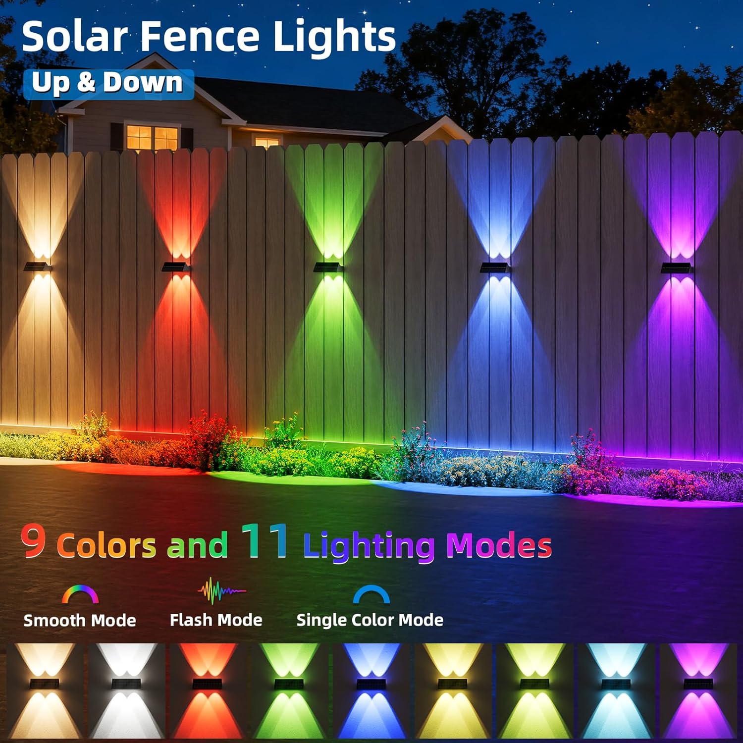 Thumbnail 1 de NIORSUN Lampada Solare da Esterno da Parete (IP65), 8 Pezzi, 3000K/4000K/6500K + RGB, luce su e giù, colore nero