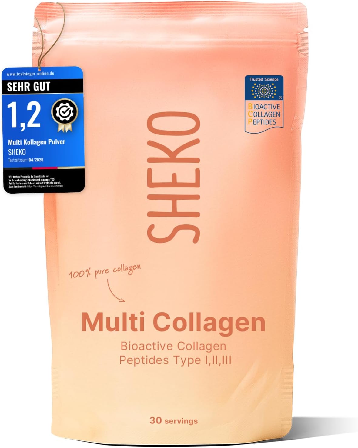 Detalle de SHEKO Collagene Idrolizzato in Polvere – Bovino Tipo 1, 2 e 3, 450 g