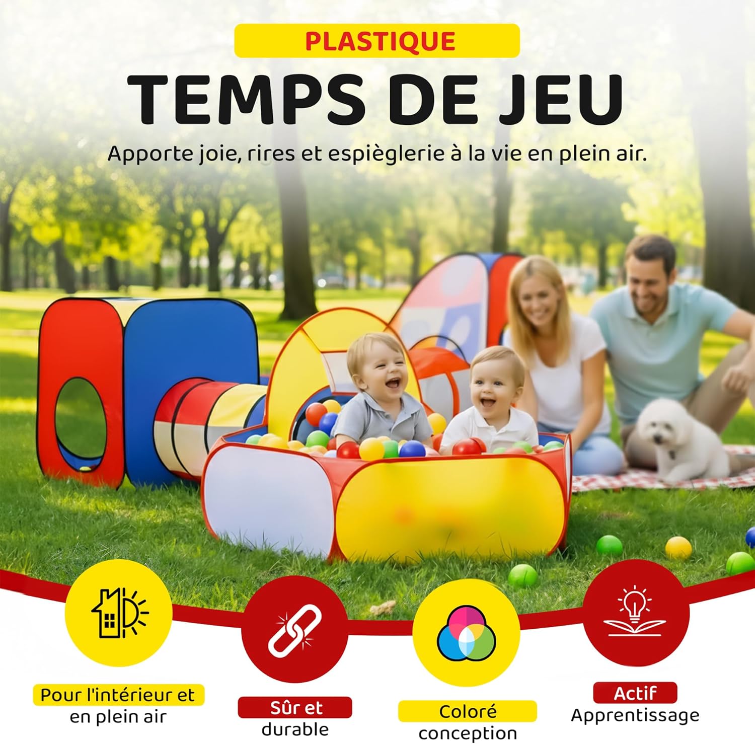 Thumbnail 2 de All Kids United Tente de Jeu avec Tunnel XXL — Tunnel, Piscine à Balles (sans balles) et Grotte modulable