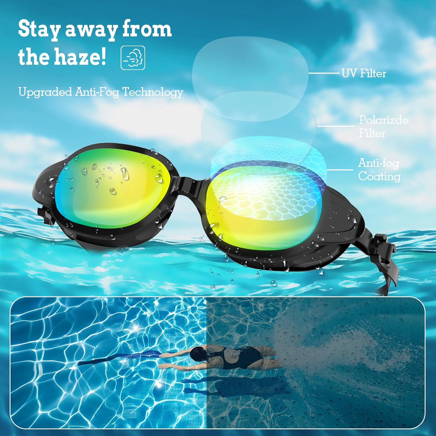 Detalle 2 de Hauibela Lunettes de natation Anti buée