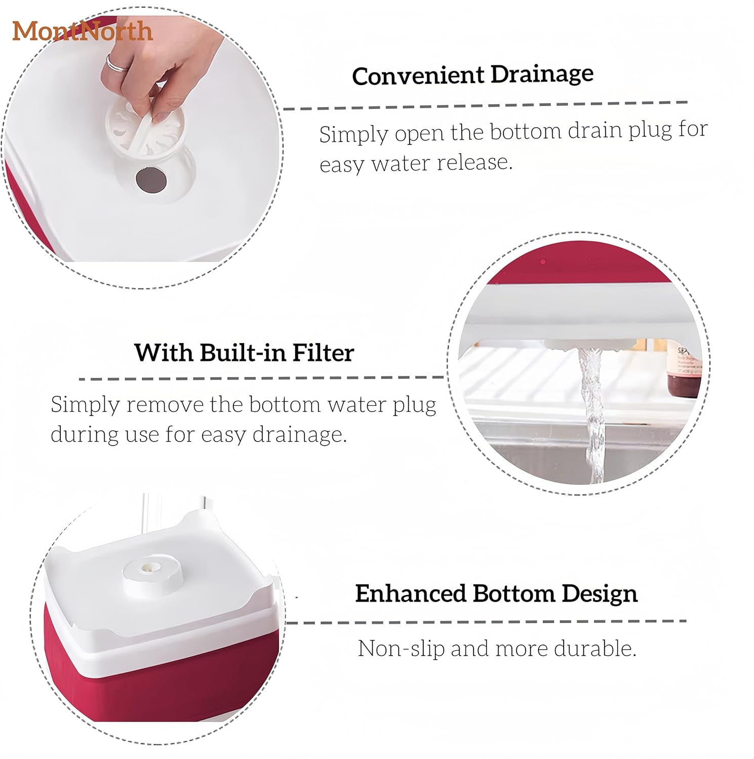 Detalle 2 de Collapsible Wash Basin 9L: Foldable Dish Tub with Drain Plug for Camping, Laundry, and Kitchen Use