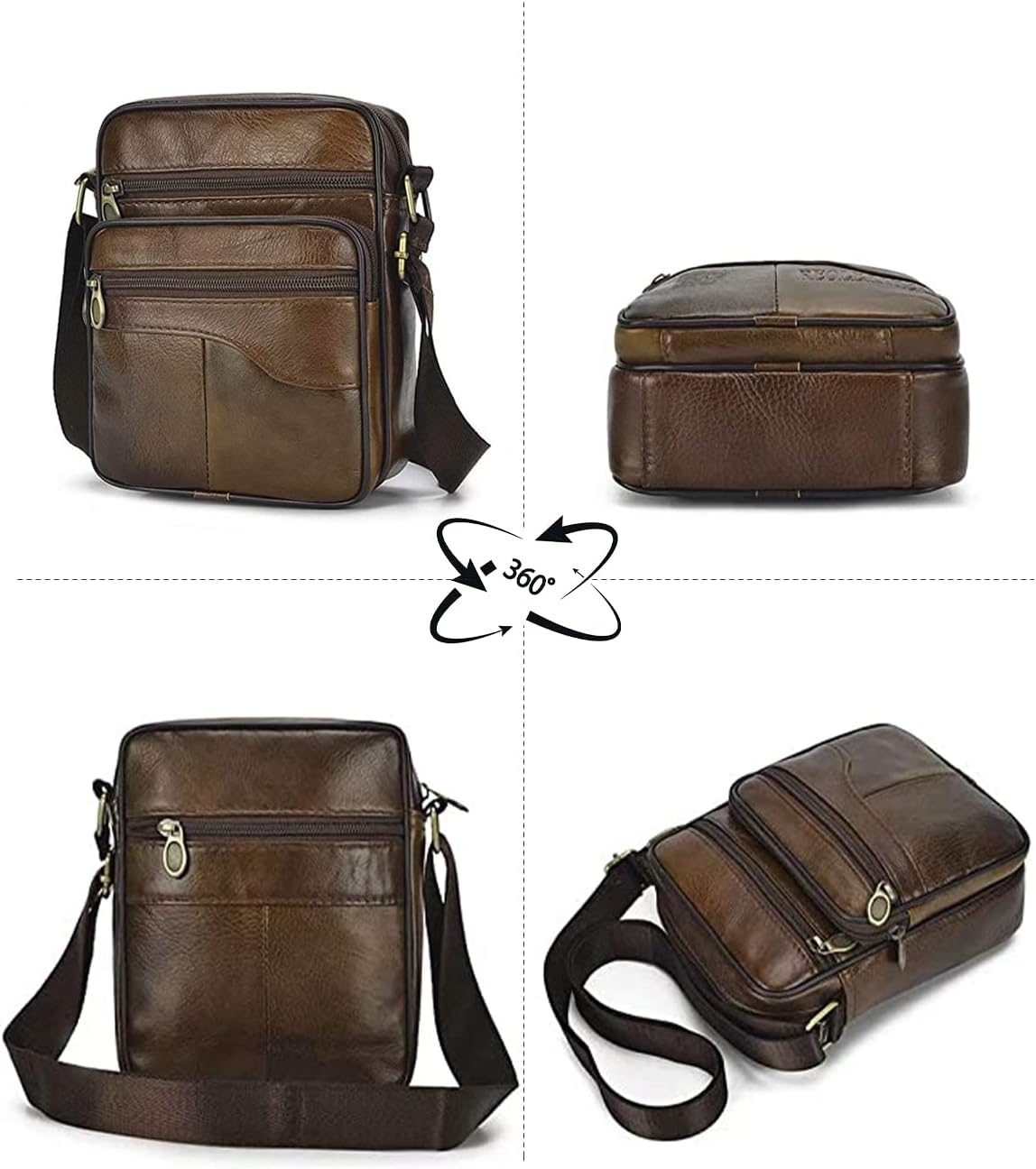 Thumbnail 4 de Realmark sac à bandoulière en cuir véritable pour homme, petit sac messager vintage