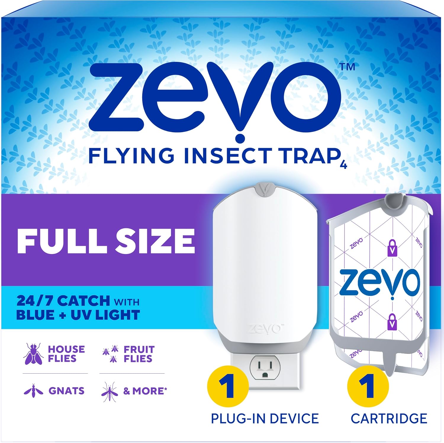 Detalle de ZEVO Flying Insect Trap: 1 Base + 1 Refills for Continuous Indoor Fly Control