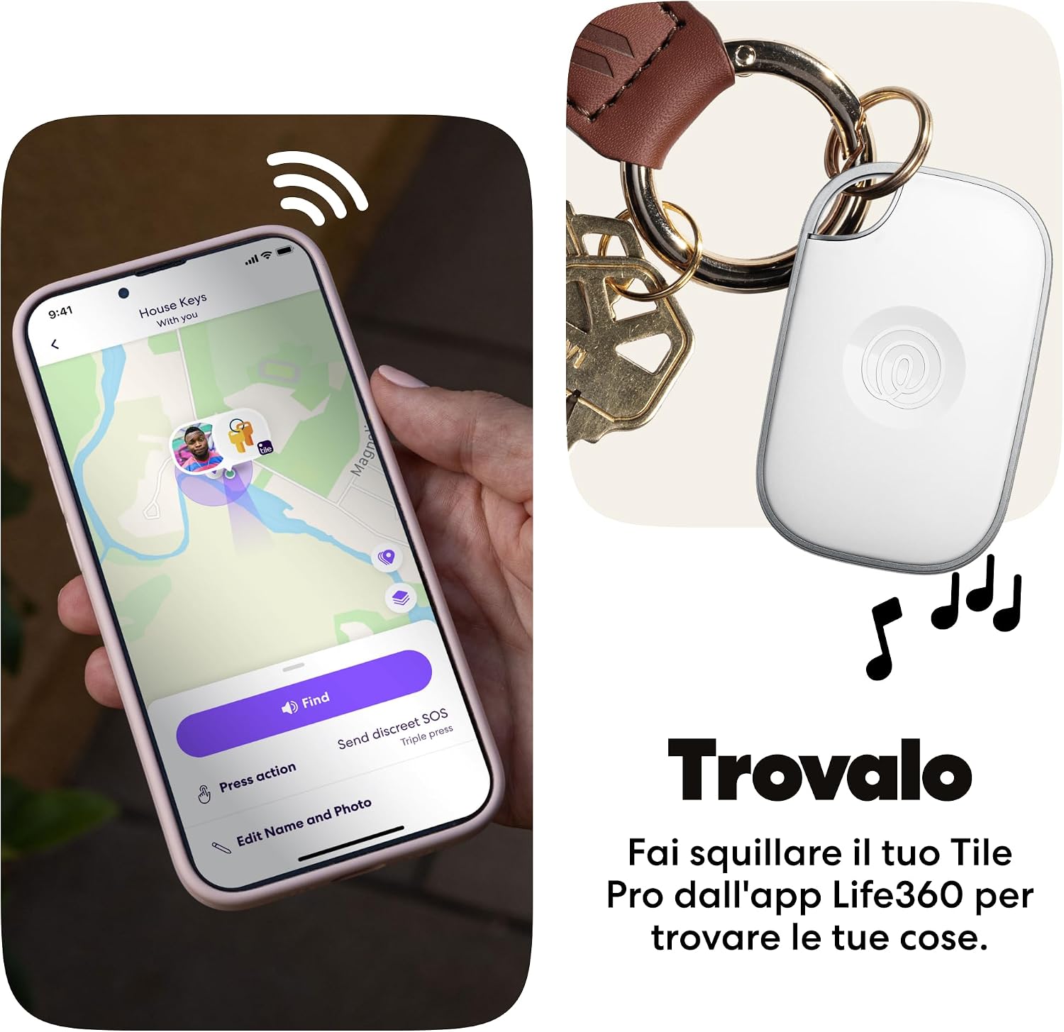 Detalle de Life360 Tile Pro - Localizzatore Bluetooth per chiavi, borse e oggetti, 1 pezzo bianco