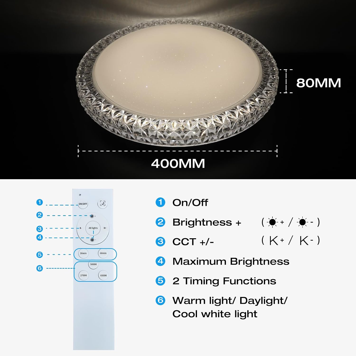 Detalle 1 de OOWOLF LED ceiling light, 15.4-inch
