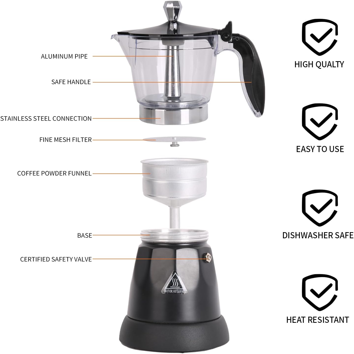 Thumbnail 1 de LAOION Cuban Coffee Maker: 6- or 3-Cup Electric Moka Pot for Rich, Traditional Espresso