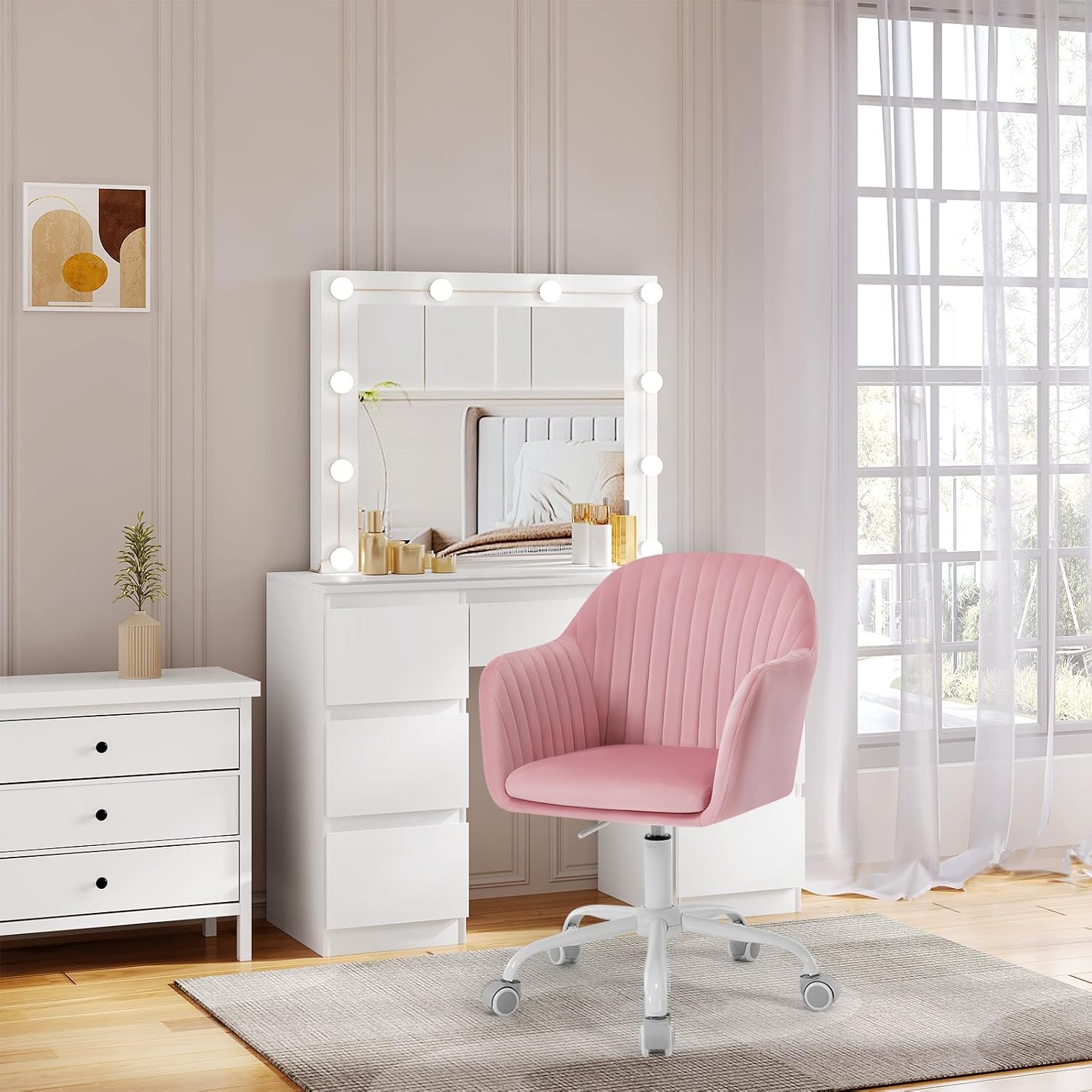 Detalle de WOLTU Schreibtischstuhl ergonomisch Rosa