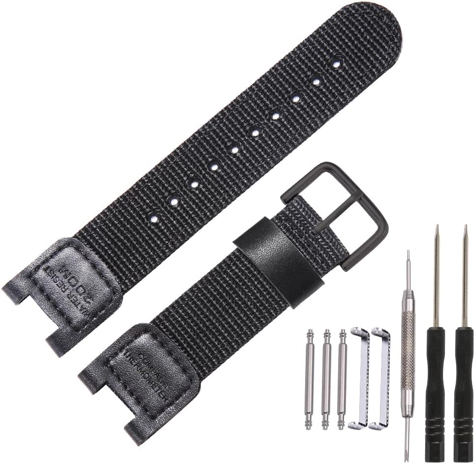 Detalle de MCXGL Tuch Lederarmband mit Nylonleder – kompatibel mit Casio SGW-100, GW-3000B, GW-3500B & PAS-400B