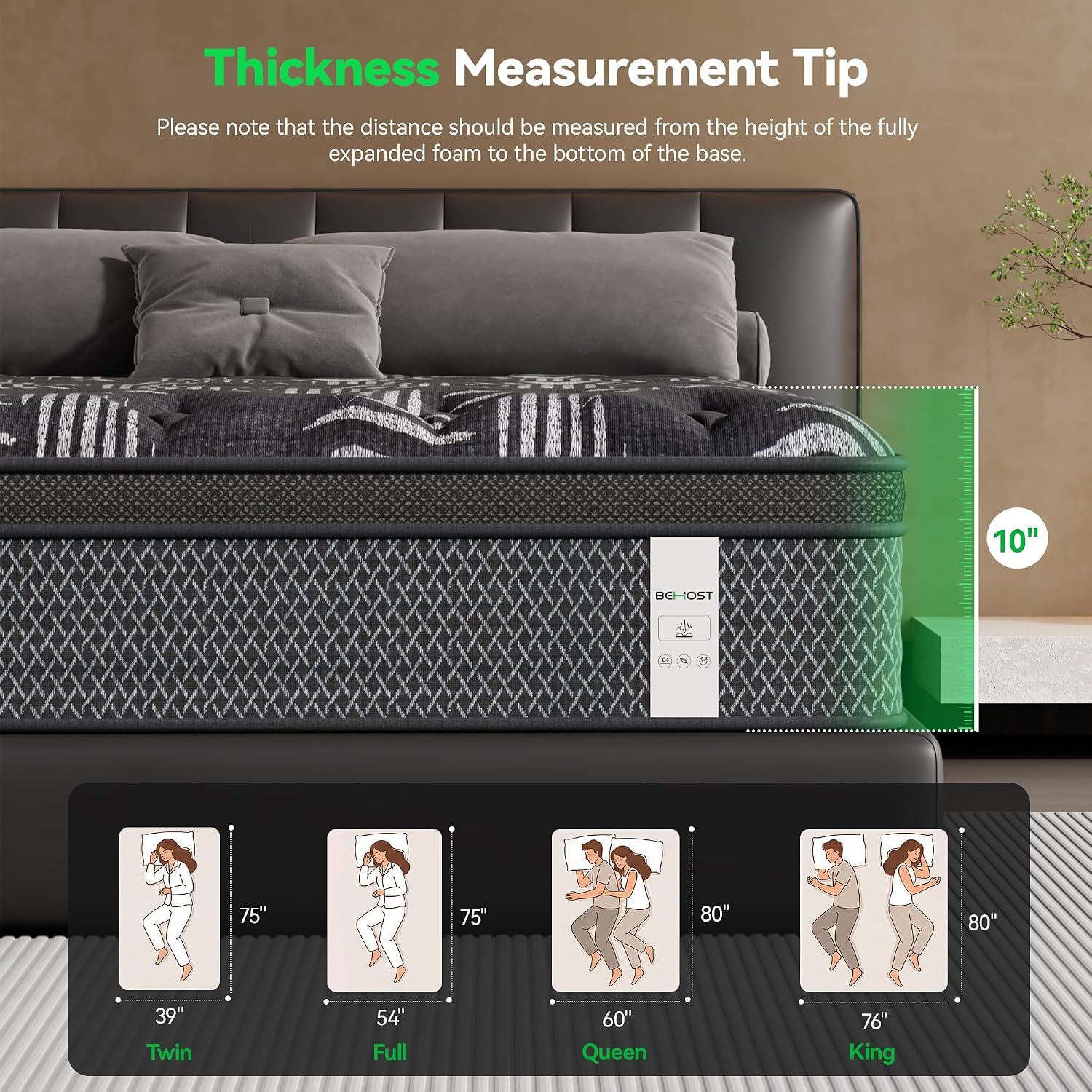 Thumbnail 6 de Behost Twin Hybrid Mattress, 10-Inch