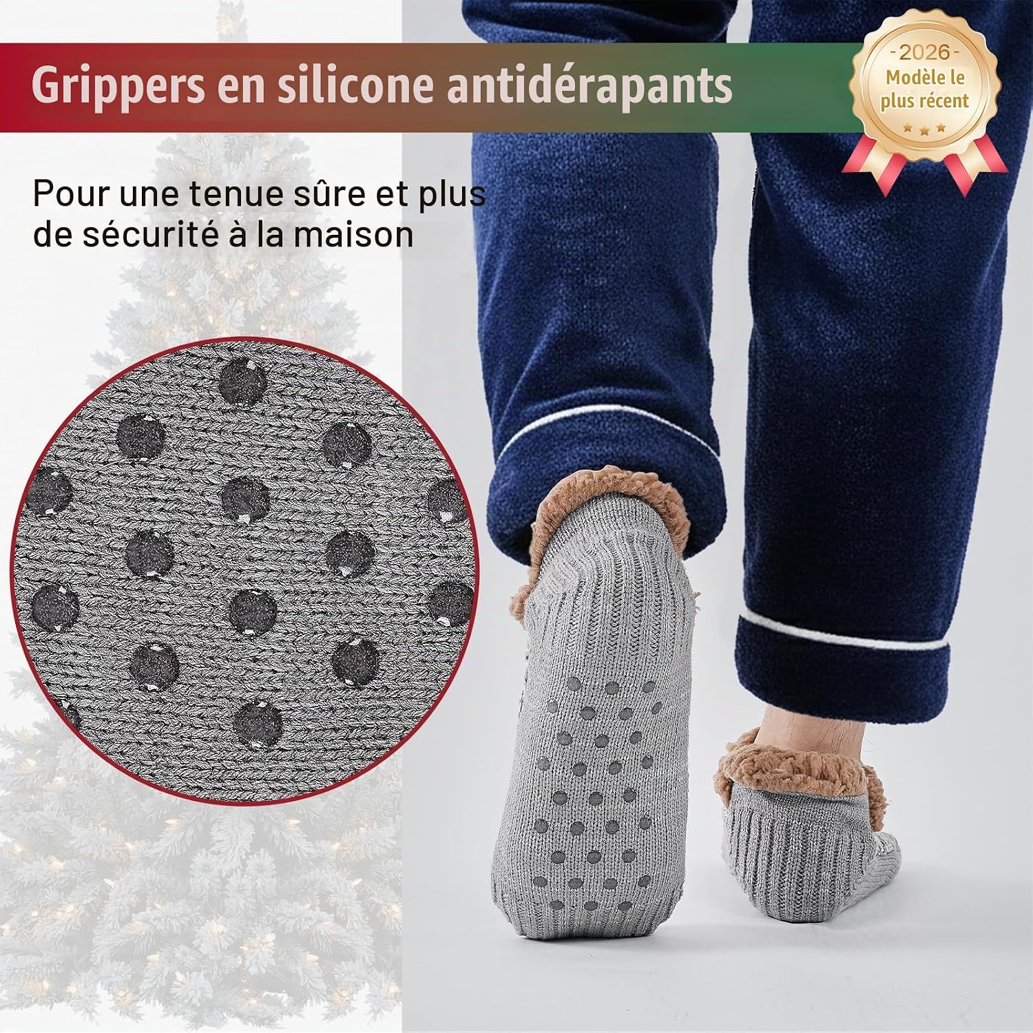 Detalle de Niorasen pantoffelsokken voor heren, maat 39-46, warm en antislip