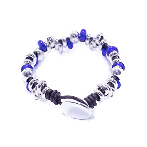 Thumbnail 5 de NILUXE DESIGN pulsera de cuero y zamak bañada en plata con cristales checos (estilo boho)