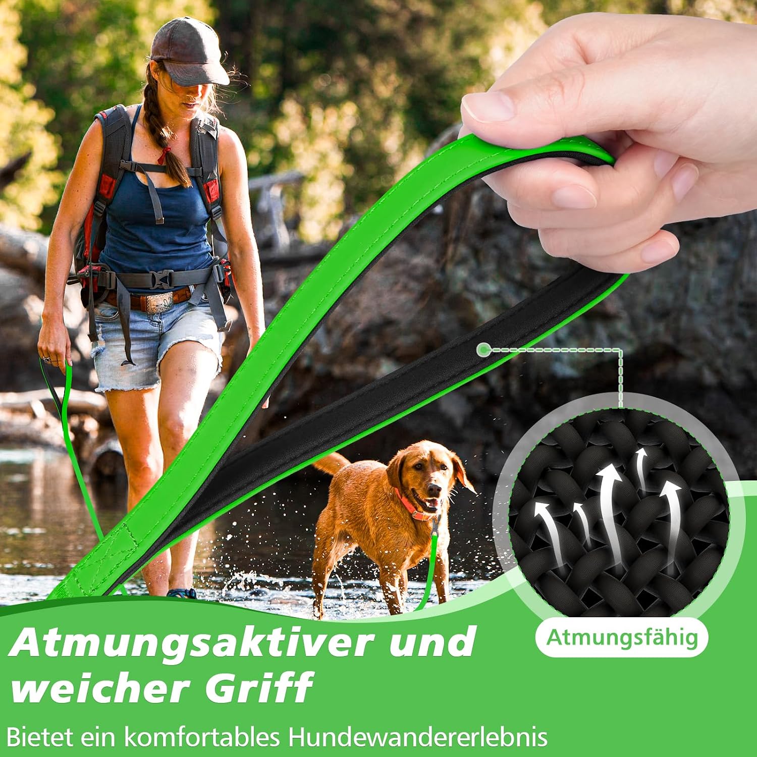 Detalle de X XBEN Wasserdicht Schleppleine für Hunde 10M – robuste, schmutzunempfindliche Trainingsleine mit abschließbarem Karabiner