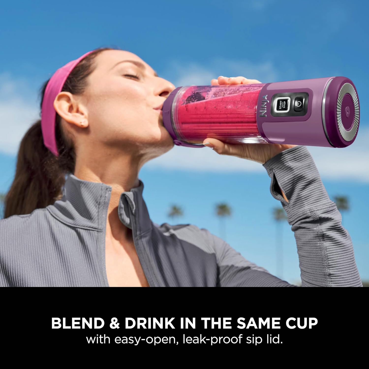 Detalle 2 de Ninja BC151PR Blast Portable Blender, Cordless 18 oz. Passion Fruit