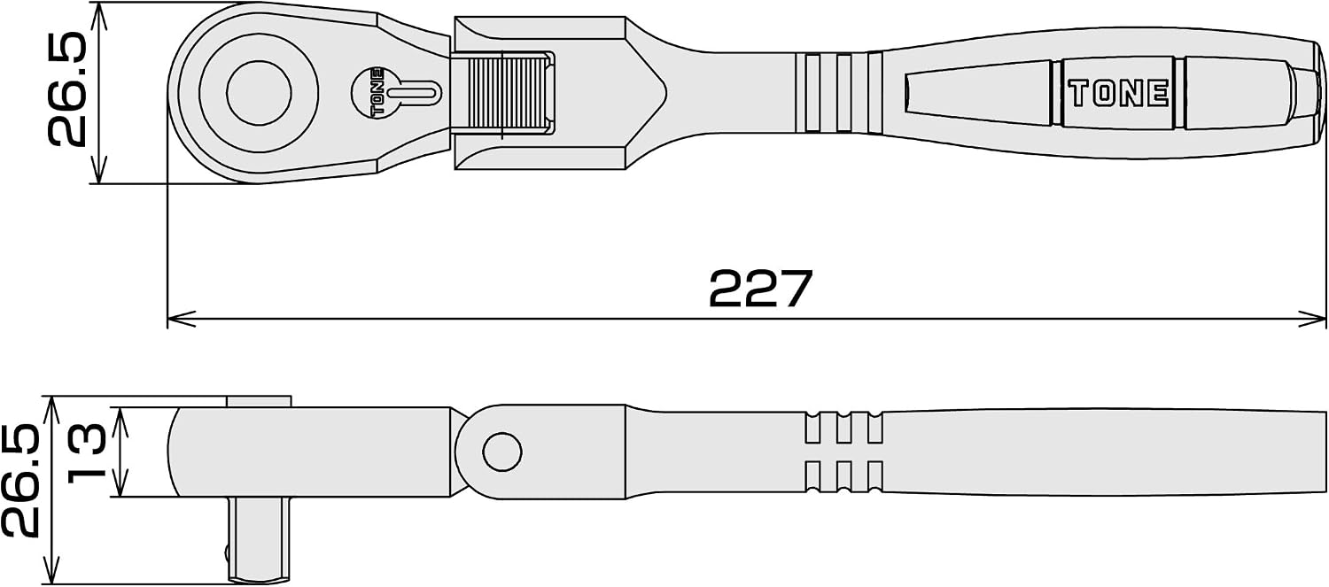 Detalle de トネ(TONE) RH3FH 首振ラチェットハンドル 9.5mm差込角・72枚ギア・ホールド機構