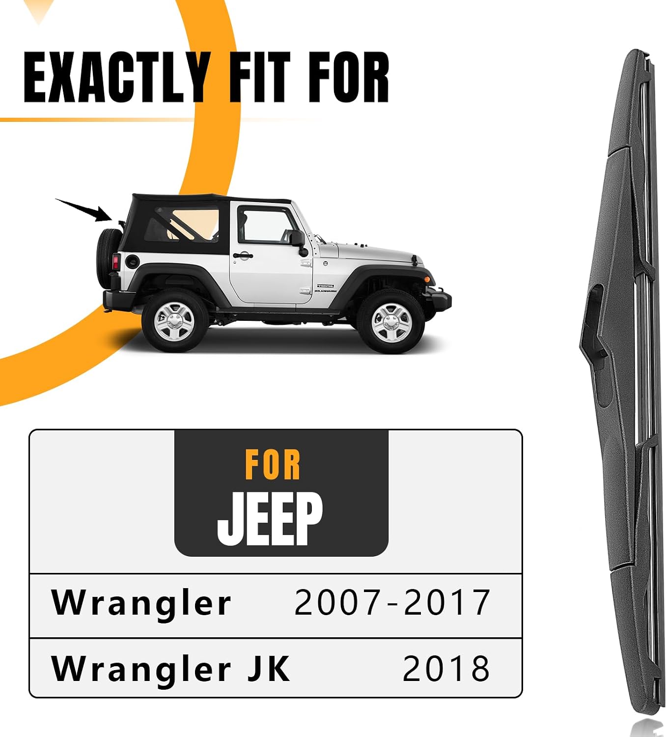 Thumbnail 1 de AUTOBOO Rear Wiper Blade Replacement for Jeep Wrangler 2007-2017 JK (13 inch) — OEM Factory Replacement